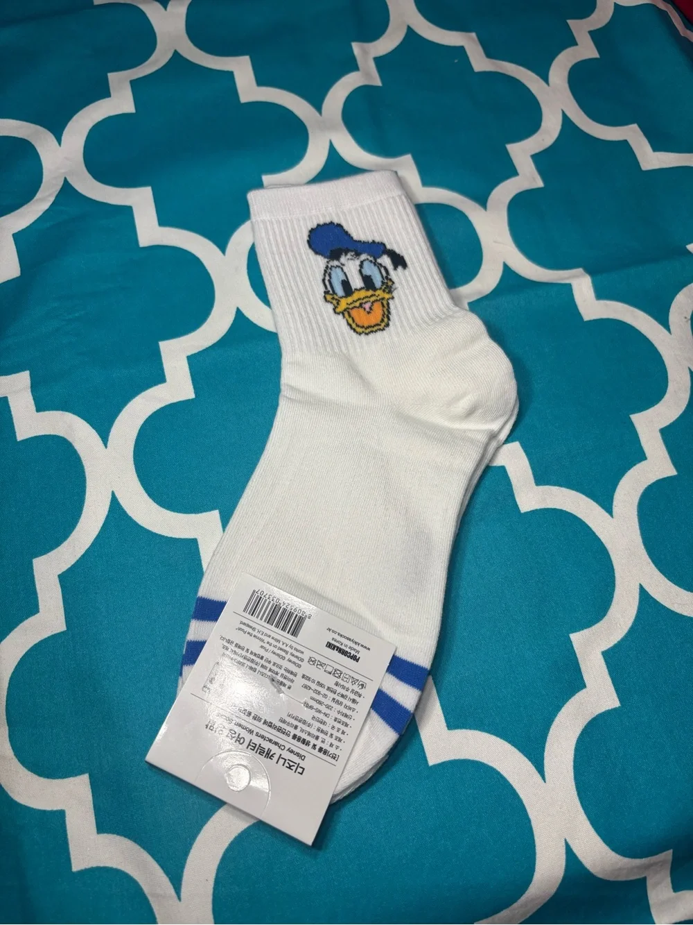 New White Donald Duck Crew Socks - Women